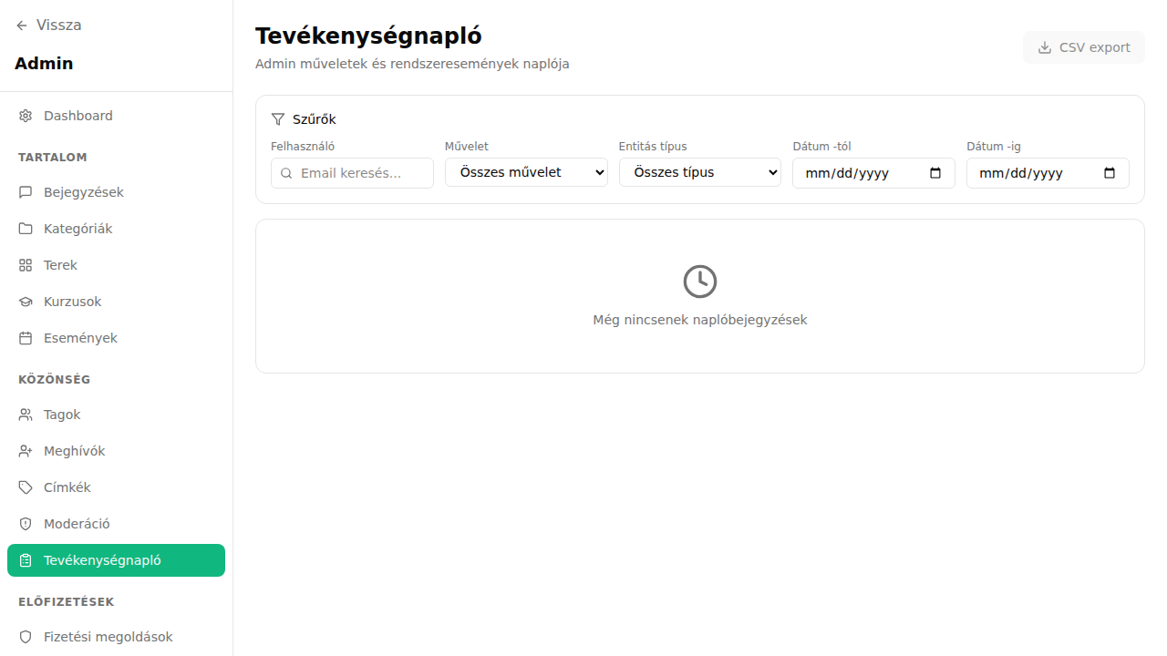 Tevékenységi napló