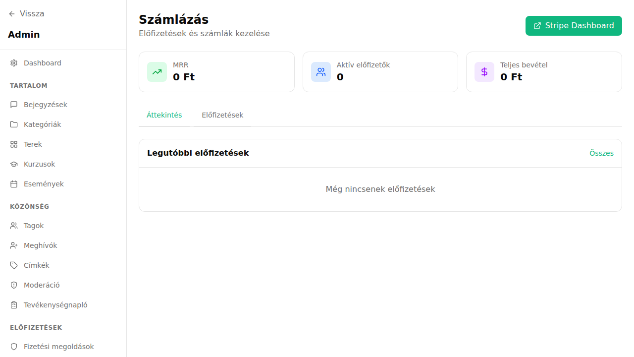 Előfizetési csomagok kezelése