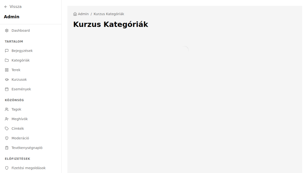 Kurzus kategóriák kezelése